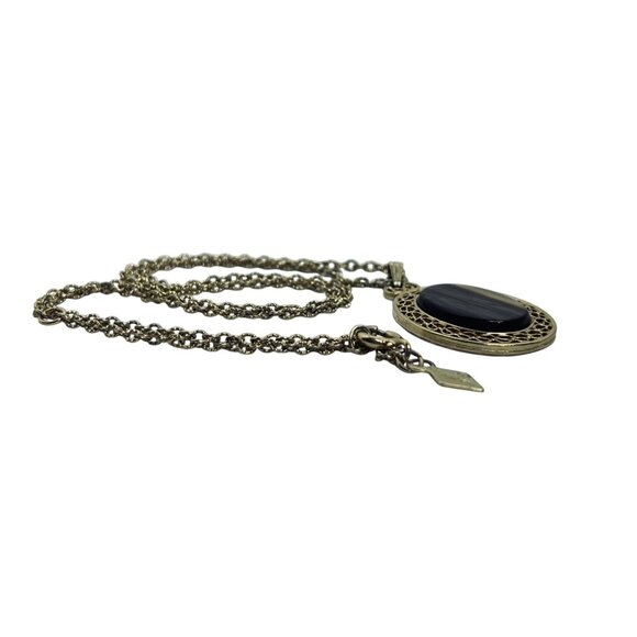 Sarah Coventry Textured Cable Chain Necklace With Abalone Shell Pendant (5672) - Picture 4 of 6